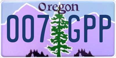 OR license plate 007GPP