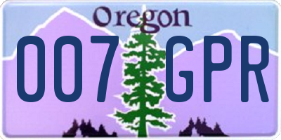 OR license plate 007GPR