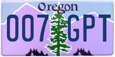 OR license plate 007GPT