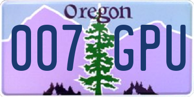 OR license plate 007GPU