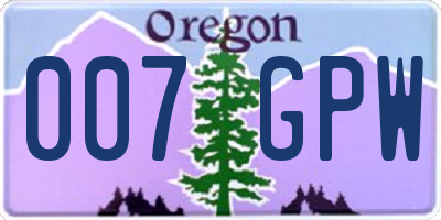 OR license plate 007GPW