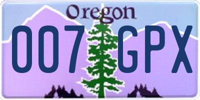 OR license plate 007GPX