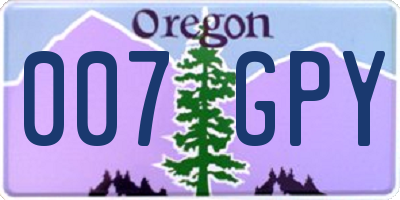 OR license plate 007GPY