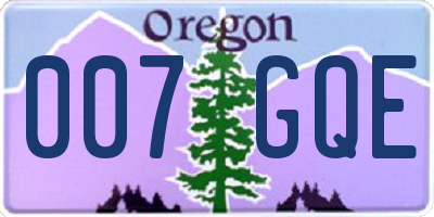 OR license plate 007GQE