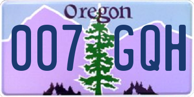 OR license plate 007GQH