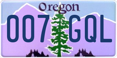 OR license plate 007GQL