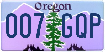 OR license plate 007GQP