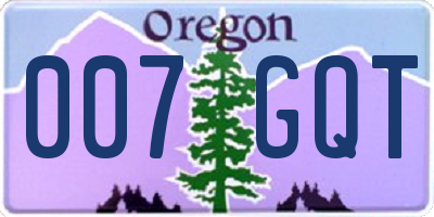OR license plate 007GQT