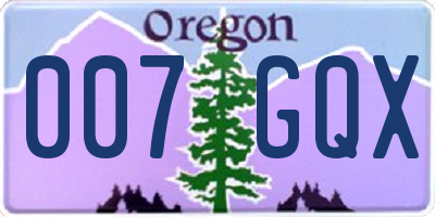 OR license plate 007GQX