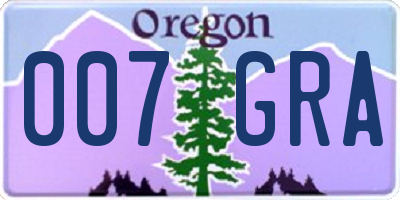 OR license plate 007GRA