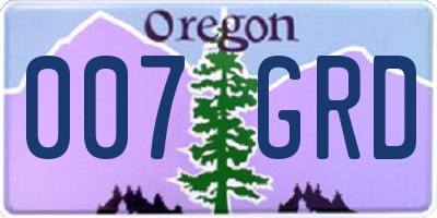 OR license plate 007GRD