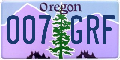 OR license plate 007GRF