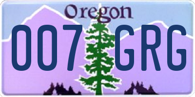 OR license plate 007GRG