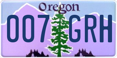 OR license plate 007GRH