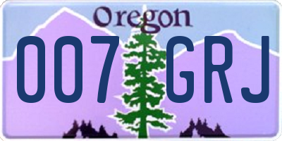 OR license plate 007GRJ
