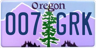 OR license plate 007GRK