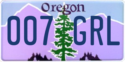 OR license plate 007GRL
