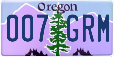 OR license plate 007GRM