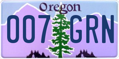 OR license plate 007GRN