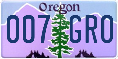 OR license plate 007GRO