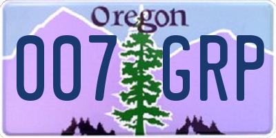OR license plate 007GRP