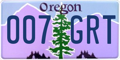 OR license plate 007GRT