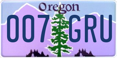 OR license plate 007GRU