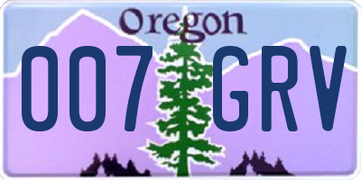 OR license plate 007GRV
