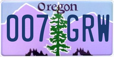 OR license plate 007GRW