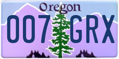OR license plate 007GRX
