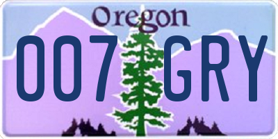 OR license plate 007GRY