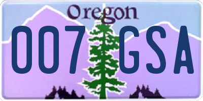 OR license plate 007GSA