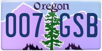OR license plate 007GSB