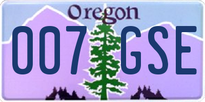 OR license plate 007GSE