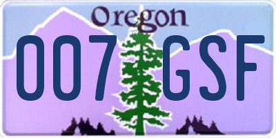 OR license plate 007GSF