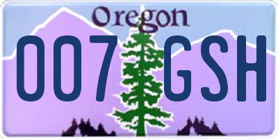 OR license plate 007GSH
