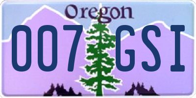 OR license plate 007GSI