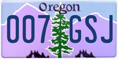 OR license plate 007GSJ