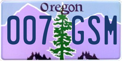 OR license plate 007GSM