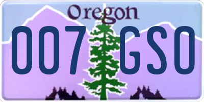 OR license plate 007GSO