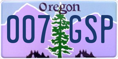 OR license plate 007GSP
