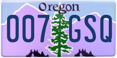OR license plate 007GSQ
