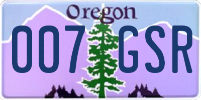 OR license plate 007GSR