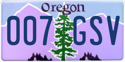 OR license plate 007GSV