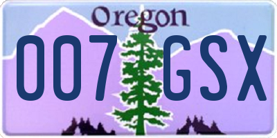 OR license plate 007GSX