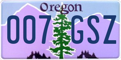 OR license plate 007GSZ