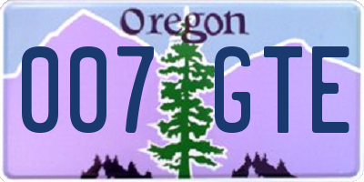 OR license plate 007GTE