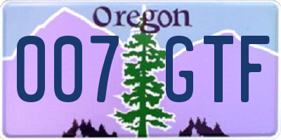 OR license plate 007GTF