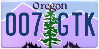 OR license plate 007GTK