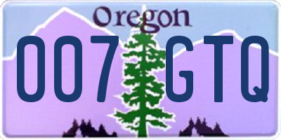 OR license plate 007GTQ